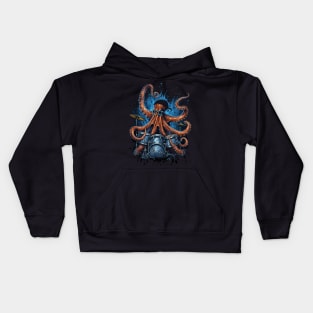 Drummer Octopus Playing Rock Drum Kids Hoodie